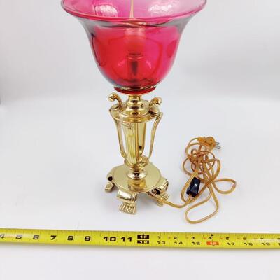 BRASS LAMP WITH COLOR GLASS
