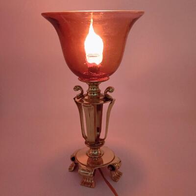 BRASS LAMP WITH COLOR GLASS
