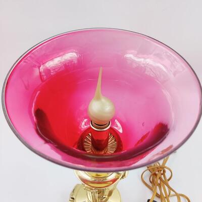 BRASS LAMP WITH COLOR GLASS