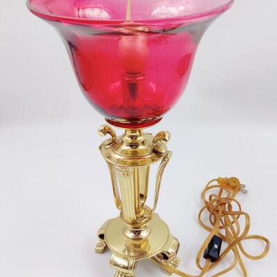BRASS LAMP WITH COLOR GLASS