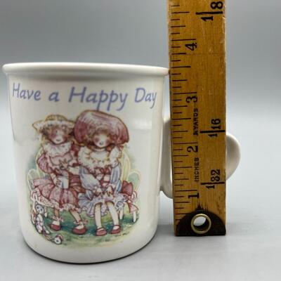 Retro American Greetings Stoneware Holly Hobbie Heart Shaped Handle Ceramic Mug