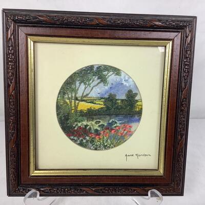936 Hand-painted & Embroidered Landscape by Anne Harrison