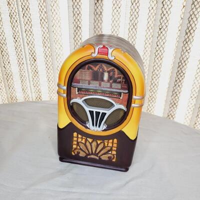 NOS HAND PAINTED PORCELAIN JUKE BOX CASSETTE PLAYER