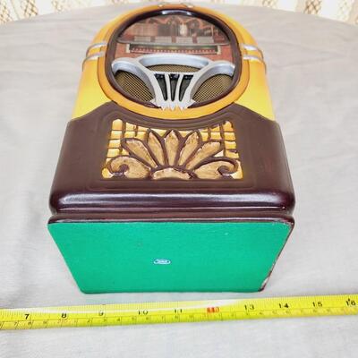 NOS HAND PAINTED PORCELAIN JUKE BOX CASSETTE PLAYER