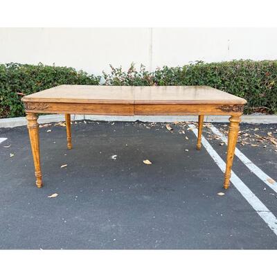 Large Wooden Antique Styled Two Leaf Dining Room Table