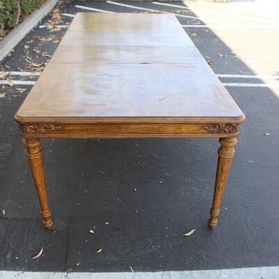 Large Wooden Antique Styled Two Leaf Dining Room Table