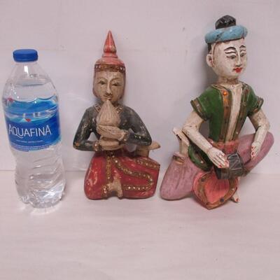 Handcrafted Thailand Carved Wooden Asian Figures