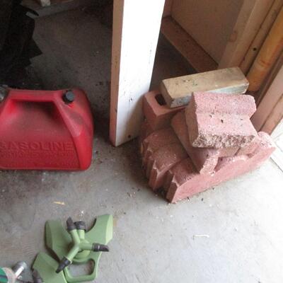 Gas jugs, shop stool, chemicals