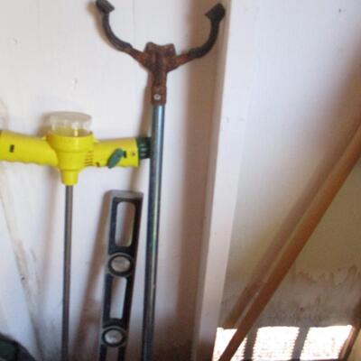 Gas jugs, shop stool, chemicals
