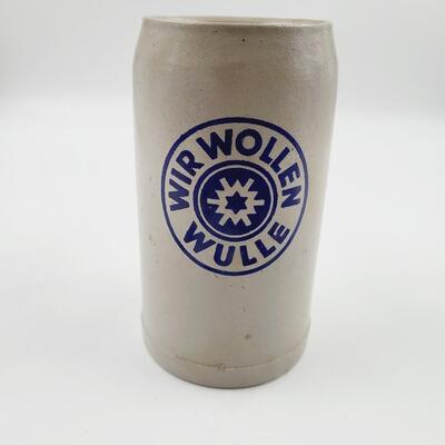 WIR WOLLEN WULLE STONEWARE BEER MUG