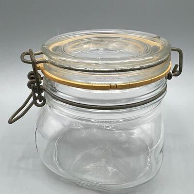 Small Latching Clear Glass Canister Jar