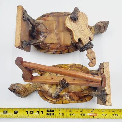 TAXIDERMY MUSICAL TURTLE BOOK ENDS
