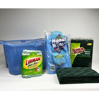 Plastic Mop Bucket with Cleaning Supplies
