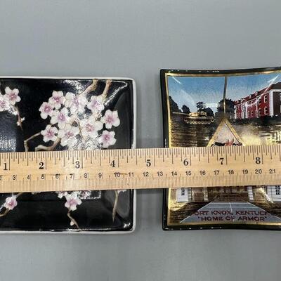 Lot of Square Dishes Fort Knox Travel Souvenir & Cherry Blossoms Displayable Collectibles