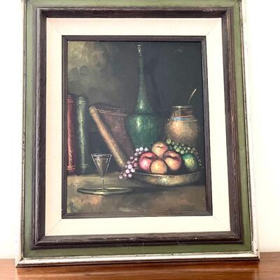 LOT 144  OIL PAINTING ON CANVAS R HUNTHER  ROGALLERY STILL LIFE