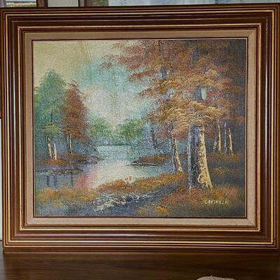 LOT 145  OIL ON CANVAS BY LISTED ARTIST PHILIP CANTRELL AUTUMN SCENE