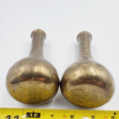 MATCHING PAIR OF HEAVY BRASS VASES