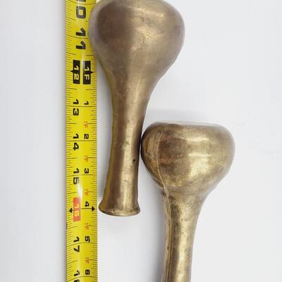 MATCHING PAIR OF HEAVY BRASS VASES