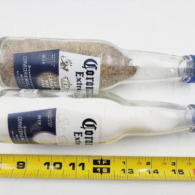 CORONA GLASS BOTTLE SALT & PEPPER SHAKERS