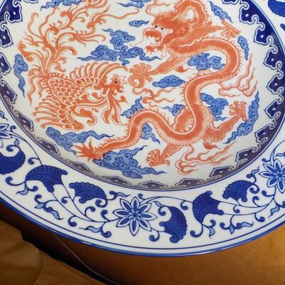 18 INCH HAND PAINTED CHINNESE Porcelain Platter. Deco only and no food.