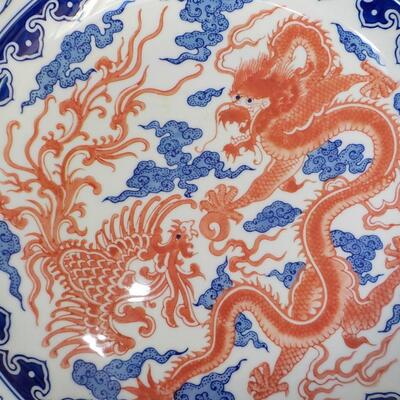 18 INCH HAND PAINTED CHINNESE Porcelain Platter. Deco only and no food.