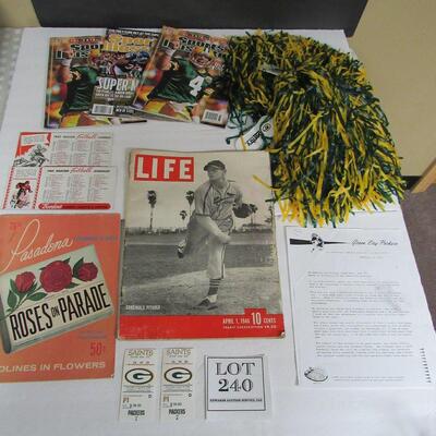 Green Bay Packers, Copy of Vince Lombardi Stepping Down Letter, Packers/Saints 8/8/98 Stubs, More