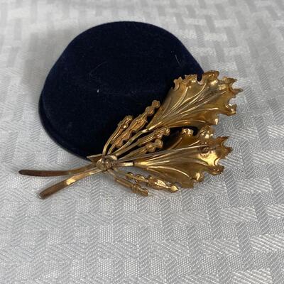 Vintage Gold Tone & Rhinestone Brooch Pin Bouquet