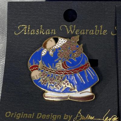 Two Alaskan Wearable Art Enamel Pins