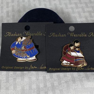 Two Alaskan Wearable Art Enamel Pins