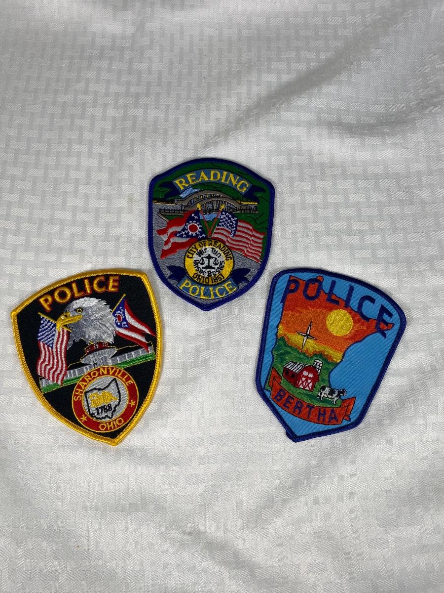 Set of 3 Police Shoulder Patches Sharonville Reading Ohio Bertha