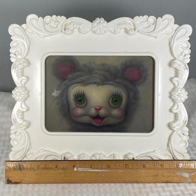 Framed Mark Ryden Big Eyed Snow Yak Animal Print Card in Plastic IKEA Picture Frame