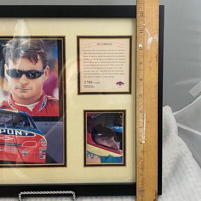 Framed Jeff Gordon #24 NASCAR Retired Driver Framed Tim Cortes Art Bio Card Kelly Russell Sports