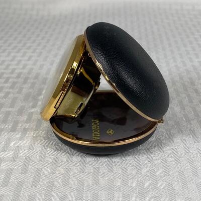 Vintage Yokohama Tokyo Tokei 2 Jewel Travel Clam Shell Alarm Clock