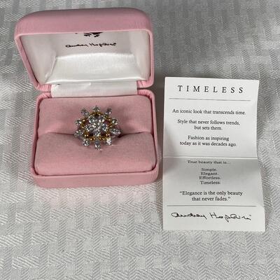 Camrose & Kross Audrey Hepburn Collection Gold & Silver Tone Crystal CZ Cocktail Ring