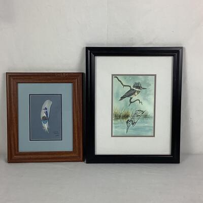 952 Sue Coleman Kingfisher Art and Signed Donnie Thornton Feather Art