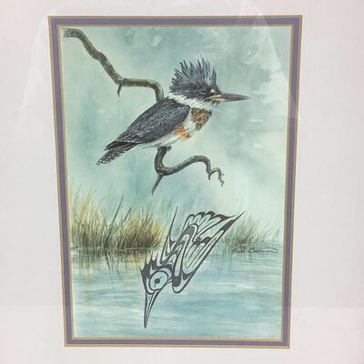 952 Sue Coleman Kingfisher Art and Signed Donnie Thornton Feather Art