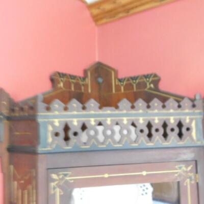 Antique Corner Wall Mount Display Cabinet (No Contents)