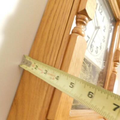 Oak Cabinet Pendulum Clock with Reverse Painting Glass Front