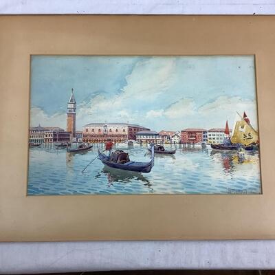 960 Antique Watercolor of Venice by H. Butteri