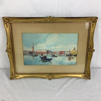 960 Antique Watercolor of Venice by H. Butteri