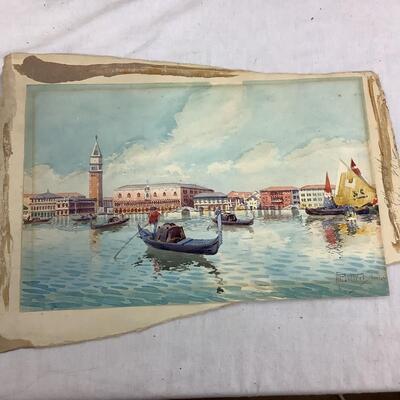 960 Antique Watercolor of Venice by H. Butteri