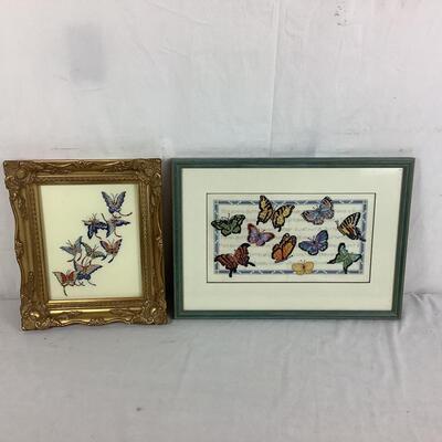964 Two Butterfly Framed Needlepoint