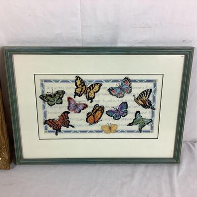 964 Two Butterfly Framed Needlepoint