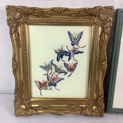 964 Two Butterfly Framed Needlepoint