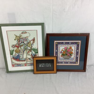 971 Three Framed Needlepoint