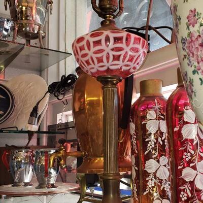 Cranberry Glass Lamp