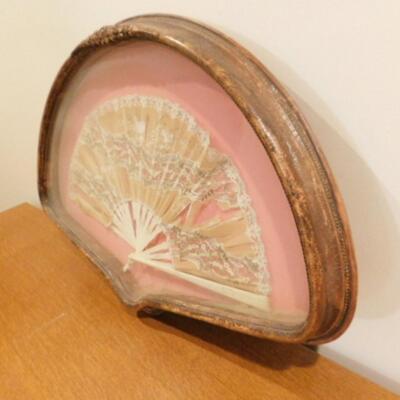 Antique Hand Fan Displayed in Fan Case