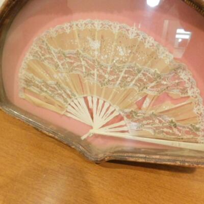 Antique Hand Fan Displayed in Fan Case