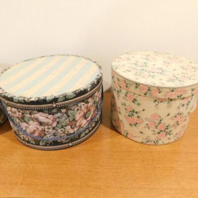 Collection of Hat Boxes Various Patterns and Sizes