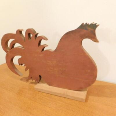 Large Solid Wood Chicken Cut-Out on Stand